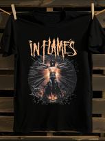 In Flames Metal Band Logo T-Shirt Mens Tshirt Womens Tshirts with Letters Print Short Sleeves T-Shirt Casual Street Tee Shirt Top L black