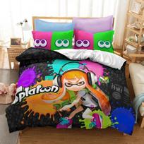 Popular Splatoon 2 Game Printed Bedding Set 3d Cartoon Duvet Cover Set Pillow Case Twin Full Queen King Size Bed Linen Bed Sets Tool 70x133cm 2pcs black