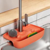 1PC Faucet Drain Rack Washing Table Faucet Splash-proof Drain Pad Silicone Storage Rack Kitchen Drain Rack oranžinė