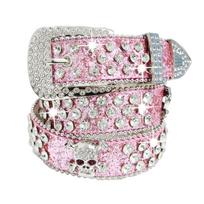Punk Fashion Rhinestones Studded Waist Belt PU Leather Waist Ornament Girdle For Night Out or Daily Wear rožinė