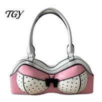 Versatile Adjustable Strap Handbag Polka Dot Bra Shape Shoulder Bag for Women, Creative PU Leather with Cute Accessory Hot Girl Outfits Strap, Fashion gray