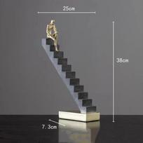 Creative Resin Handicraft Figure Sculpture Staircase Ladder Golden Man Abstract Decorative Figurines Room Decoration Accessories gray