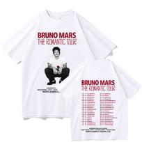 Bruno Mars The Romantic 2026 Tour Marškinėliai Bruno Mars Marškinėliai Unisex Jaunimui ir Suaugusiems Marškinėliai Koncertams Patogūs Stilingi Viršutiniai Drabužiai L white