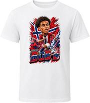Oscar Bobb Norway Soccer Caricature 2026 World Cup T Shirt M brown