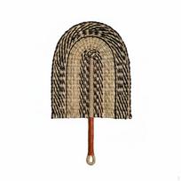 Woven Palm Hand Fan Handmade Straw Boho Style for Guesthouse Black L Black Brown_L Straw Fan black