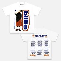 Unisex marškinėliai Medvilniniai Oversize Didelis Dydis Billie Eilish Hit Me Hard And Soft Turo 24/25 Balti Dydis L M blue