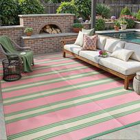 Striped Outdoor Carpet Foldable Portable Camping Picnic Mat RV Patio Carpet Non-Slip Linen Floor Mat 100x150cm 40x59inch gray