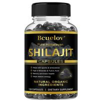 Bcuelov Pure Himalayan Shilajit Supplement, 15:1 Extract 300mg with Ashwagandha & Ginseng, 120  Caps 120 Capsules gray