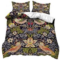 William Morris 'Auksinė lelija' patalynės komplektas su 2 užvalkalais pagalvėms, minkštas mikropluošto patalynės komplektas Karališkojo/Karalienės dydžio, Jakobietiškų gėlių antklodės užvalkalas EU Single 135*200cm/53x79in 3pcs