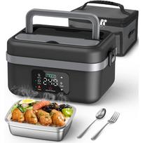 ABWM-16000Mah Rechargeable Cordless Electric Lunch Box, Self-Heating Food Warmer For Adults, For Office, Car, Outdoor Use Black  Gray US Plug
