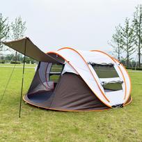 Greitai išskleidžiama 3-4 asmenų automatinė palapinė stovyklavimui, atspari lietui ir nešiojama. Tent with Stakes + Wind Rope