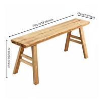 Backless Wooden Bench Solid Wood Construction Rustic Stool Farmhouse Design Seating