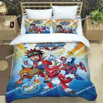 3D Digimon cartoon printed Printed Bed Set Duvet Cover Pillowcase Bedding Set Bed Linen Sheet Quilt Cover Full Queen King Size EU Single 135*200cm/53x79in 3pcs white