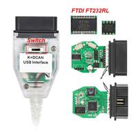 OBD2 K+DCAN Diagnostic Cable with FTDI Chip for Automotive Diagnostic Tools, OBD 2 Scanner, USB Interface, K+DCAN OBD Diagnostic Cable Older White Switch white