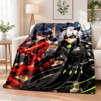 Miraculous Ladybug Flannel Throw Blanket Soft Warm Cozy For Sofa Bed Indoor Home Bedroom Use 80cmx120cm
