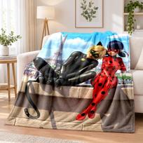 Miraculous Ladybug Flannel Throw Blanket Soft Warm Cozy For Sofa Bed Indoor Home Bedroom Use 80cmx120cm black