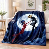 Miraculous Ladybug Flannel Throw Blanket Soft Warm Cozy For Sofa Bed Indoor Home Bedroom Use 150cmx180cm