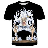One Piece Gear 5 Nika Luffy Manga Panel Full Print T-Shirt, Anime Casual Sport Tee For Men Women Kids,  Streetwear Top 6XL gray