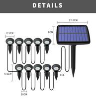 Lauko saulės šviestuvai takui, terasai, vejai, žemės lempa, IP65 vandeniui atsparūs kraštovaizdžio prožektoriai, sodo dekoracija, lauko šviestuvai 10LED black