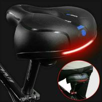 Mountain Bike Shock-absorbing Seat Cushion Big Ass Widening Comfortable Soft Saddle Bicycle Accessories with Warning Light Bk-Rd gray