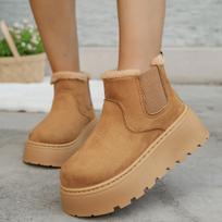 Autumn large size velvet short tube thick-soled snow boots women's pullover elastic band heel thickened cotton shoes 42 kupranugaris