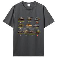 Nauji Tankai M4 Sherman Panzer IV Tiger II T-34 Marškinėliai Vyrams Laisvalaikio Medvilniniai Marškinėliai Šaunūs Marškinėliai T-shirt Harajuku Gatvės Stilius M black