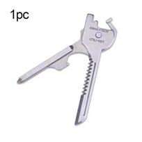 6-in-1 Multi-Tool Keychain for Camping & Survival | Folding Screwdriver, Bottle Opener | Compact Outdoor Utility Pliers with Key white