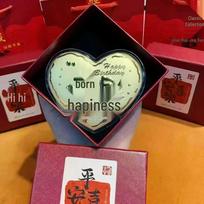 999 Pure Gold Heart Cake Jewelry Gift for Mom or Mother-in-law on Mother's Day or Birthday Single Gold Cake + Certificate black