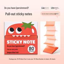 Blue Fruit Strawberry Pull-out Transparent Sticky Notes - High-Value Pearlescent Memo Paper Transparent Pearlescent beige