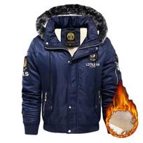 Vyriška lauko pūkinė striukė Trend Plus Parka Didelio dydžio paminkštinta 5XL striukė su gobtuvu Slim žieminis storas šiltas paltas XL tamsiai mėlyna spalva
