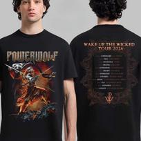 Powerwolf Wake Up The Wicked Tour Warrior Werewolf Print Tee Rock Band Streetwear Casual Unisex Top L black