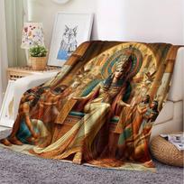 1 Egyptian Queen Nefertiti Blanket Air Conditioning Blanket Flannel Dormitory Office Nap Blanket Printed Blanket Gift for Friends Hot Selling Printed 100X130CM beige