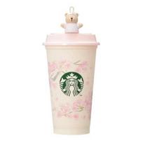 Starbucks Staba SAKURA2025 Reusable Cup 473ml + Dedicated Drink Hole Cap Bearista Sakura 2025 Tumbler Coffee Sparkling Cute Stylish Birthday Present white