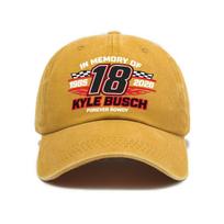 New Washed Baseball Hat Kyle Busch Fan Hat Soft Top Outdoor Cap adjustable geltona
