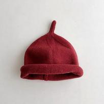 Thick Crochet Bonnet Solid Color Children Beanies Cap Cute Kids Winter Hats vyno raudonos spalvos