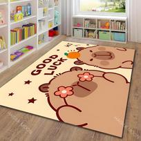 Daugias Dydžių Mielas Animacinis Kapibaros Rašto Kilimas Svetainei Miegamajam Sofai Namų Dekoras Neslystantis Grindų Kilimėlis Didelis Dydis 50cm x 80cm brown