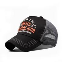 American vintage print DEUS letter baseball cap, men's and women's street baseball cap, breathable sunshade mesh hat Adjustable black