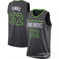 Vyriški krepšinio marškinėliai Minnesota Timberwolves Edwards 5 Towns 32 Russell 1 Be rankovių V formos iškirptė Medvilninis sportinis marškinėlis XL gray