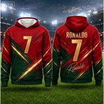 New Ronaldo #7 Print Hoodies for Men Autumn Long Sleeve Sweatshirt Casual Football Pullover Streetwear Men's Women's Hoodie L red