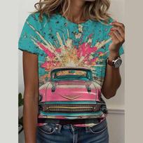 Pop Art Cartoon Girl 3D Print Women's T-Shirts Summer O-Neck Short Sleeve T Shirt Y2k Harajuku Tees Casual Tops Female Clothing 6XL violetinė