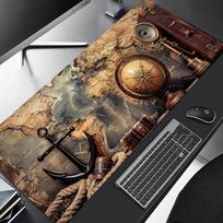 Vintage Nautical Compass Large Gaming Mouse Pad Retro Wooden Ship Deck NonSlip Extended Keyboard Desk Mat 800x400x2mm