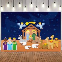 Merry Christmas Birth of Jesus Backdrop Starlit Sky Baby Shower Christianity Party Decor Supplies Banner Photo Background Prop3 59×39inch/150*100cm white