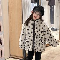 Kids Korean Style Loose Thick Warm Lamb Wool Winter Coat 140cm smėlis