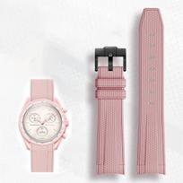 Advanced Rubber Watchband For Rolex Omega X Swatch Joint MoonSwatch Constellation Sports 20mm Watch Strap Curved End Band 20mm white