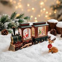 Luminous Christmas Train Ornament with Music Box Gift for Window Display