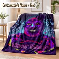 Terrifier Art the Clown Custom Name Flannel Throw Blanket Soft Warm for Sofa Bed Indoor Home Use 80cmx120cm gray