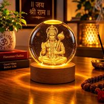 3D Hanumano Kristalinis Rutulys LED Naktinė Lempa, Dvasinis Graviruotas