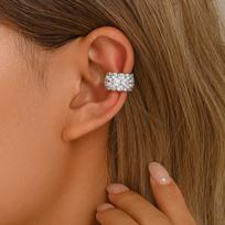 Zirconia Rhinestone Ear Cuff for Women - No Piercing, Luxury 2026 Design sidabras