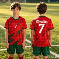 2026 Hotsale Special NO.7 Ronaldo Football Jersey Shorts Set Women Men Portugal Fans Shirt and Shorts Summer Kids 2 Piece Set 110 red