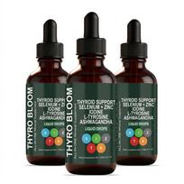 Thyro Bloom skydliaukės palaikymo lašai su selenu, cinku, jodu ir ašvaganda – 120 ml (4 fl uncijos) 3pack